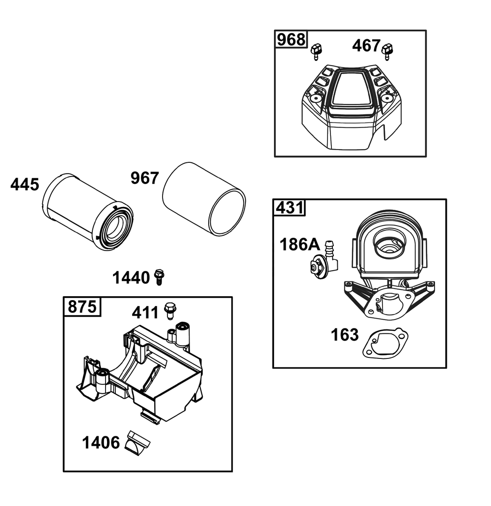 Air Cleaner Group Diagram and Parts List for 49J677-0011-G1  Briggs and Stratton Engine